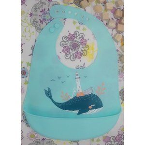 Baby Bibs Easily Wipe Clean -Silicone Whale